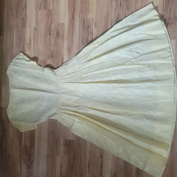 Vintage 50s Yellow Floral Jacquard Swing Homemade S - Picture 5 of 12